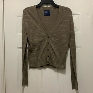 3/$15 AEO American Eagle size small taupe sweater cardigan with silver fleck.